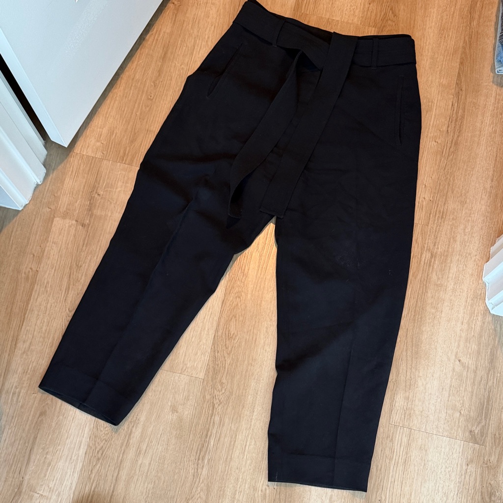 Wilfred Black High-Rise Tapered Pants With Waist Tie